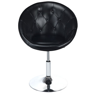 1 Piece Modern Adjustable Swivel Round PU Leather Chair-Black by DirectDeals