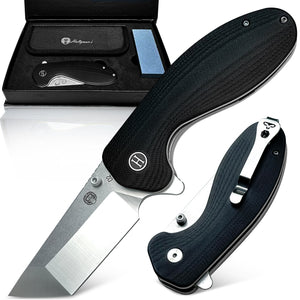 The Pioneer Folding Pocket Knife Giftset for Men and Women (Silver and Black)