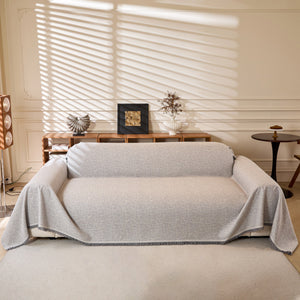Natural Textured Linen Couch Cover, Breathable & Hypoallergenic Furniture Protector
