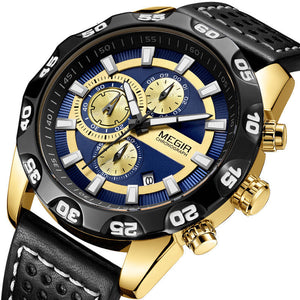 Luxury Men Fashion Watches Quartz Wrist Watches Military Casual Leather Strap Waterproof Elegant Watch