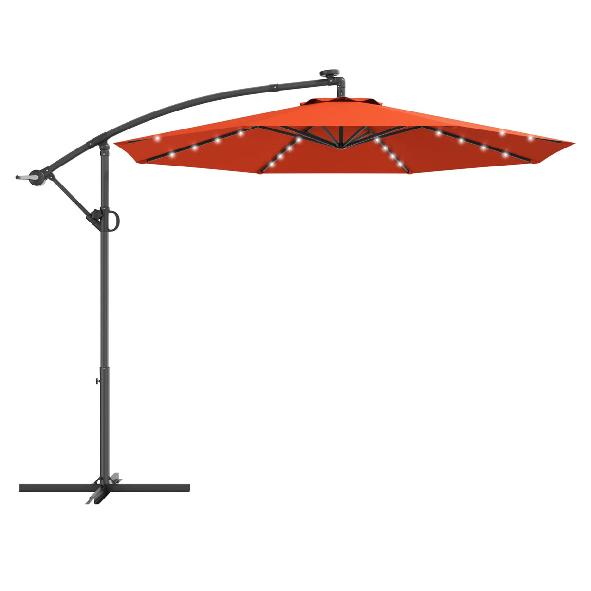 10 ft 360° Rotation Solar Powered LED Patio Offset Umbrella without Weight Base-Orange by DirectDeals