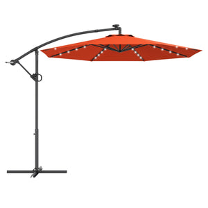 10 ft 360° Rotation Solar Powered LED Patio Offset Umbrella without Weight Base-Orange by DirectDeals