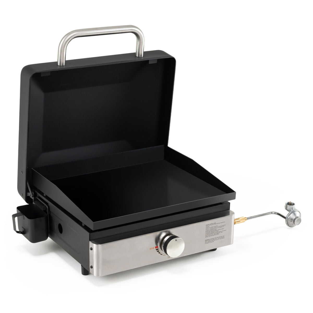 1-Burner Portable Gas Griddle with Lid Non-Stick Ceramic Griddle Plate-Black