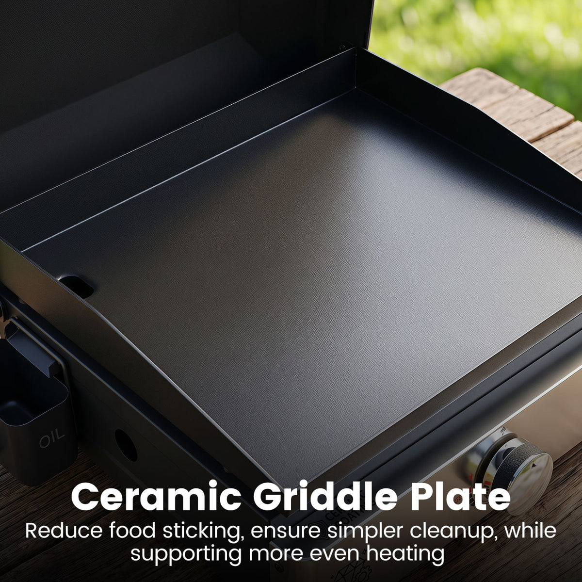 1-Burner Portable Gas Griddle with Lid Non-Stick Ceramic Griddle Plate-Black