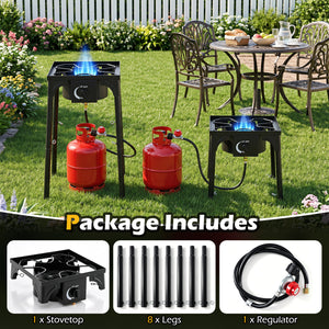 1 Burner Propane Stove 80000 BTU with Adjustable Regulator and Hose for Camping BBQ-Black