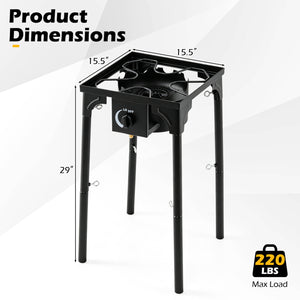 1 Burner Propane Stove 80000 BTU with Adjustable Regulator and Hose for Camping BBQ-Black