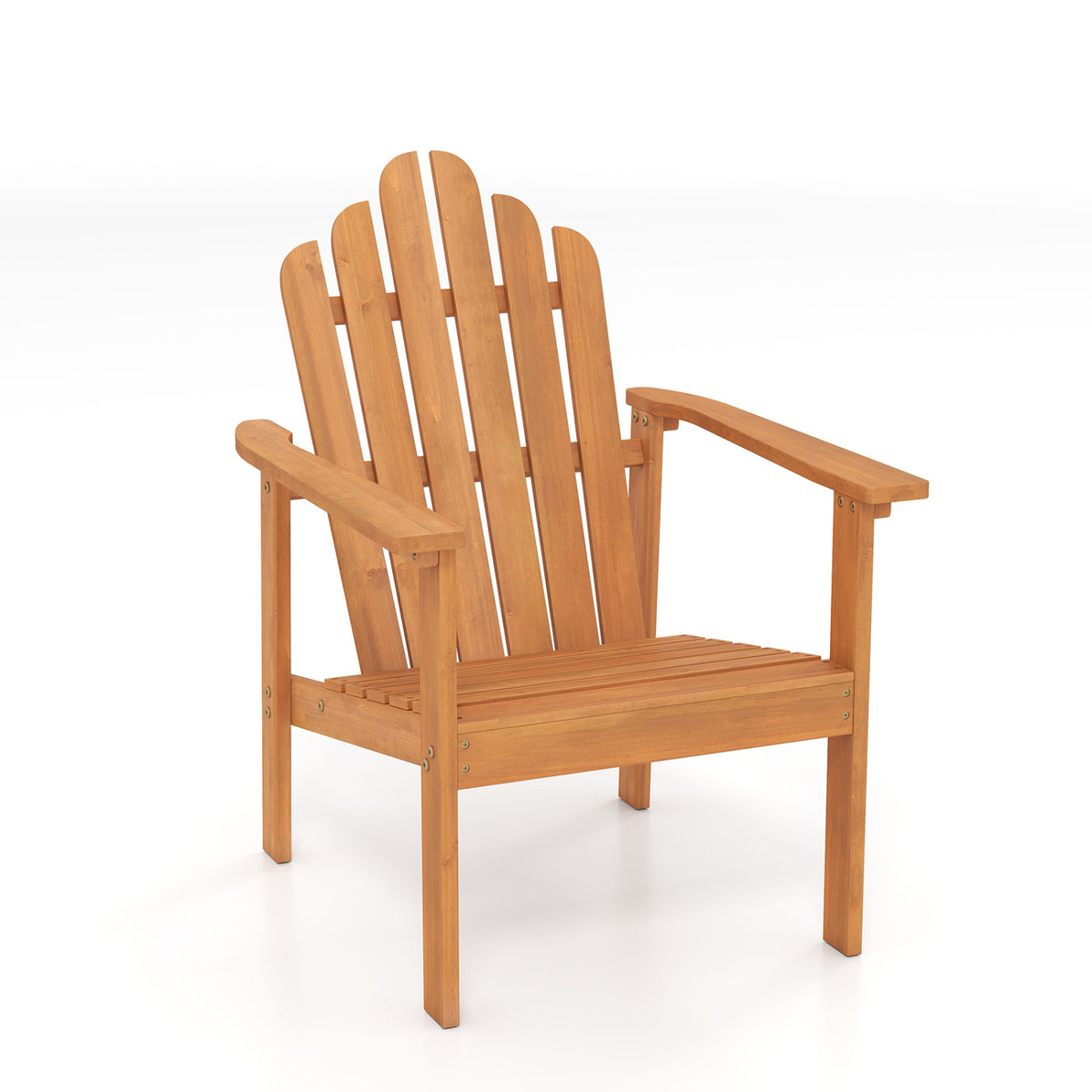 1-Pack Stackable Adirondack Chairs with Solid Acacia Wood for Patio