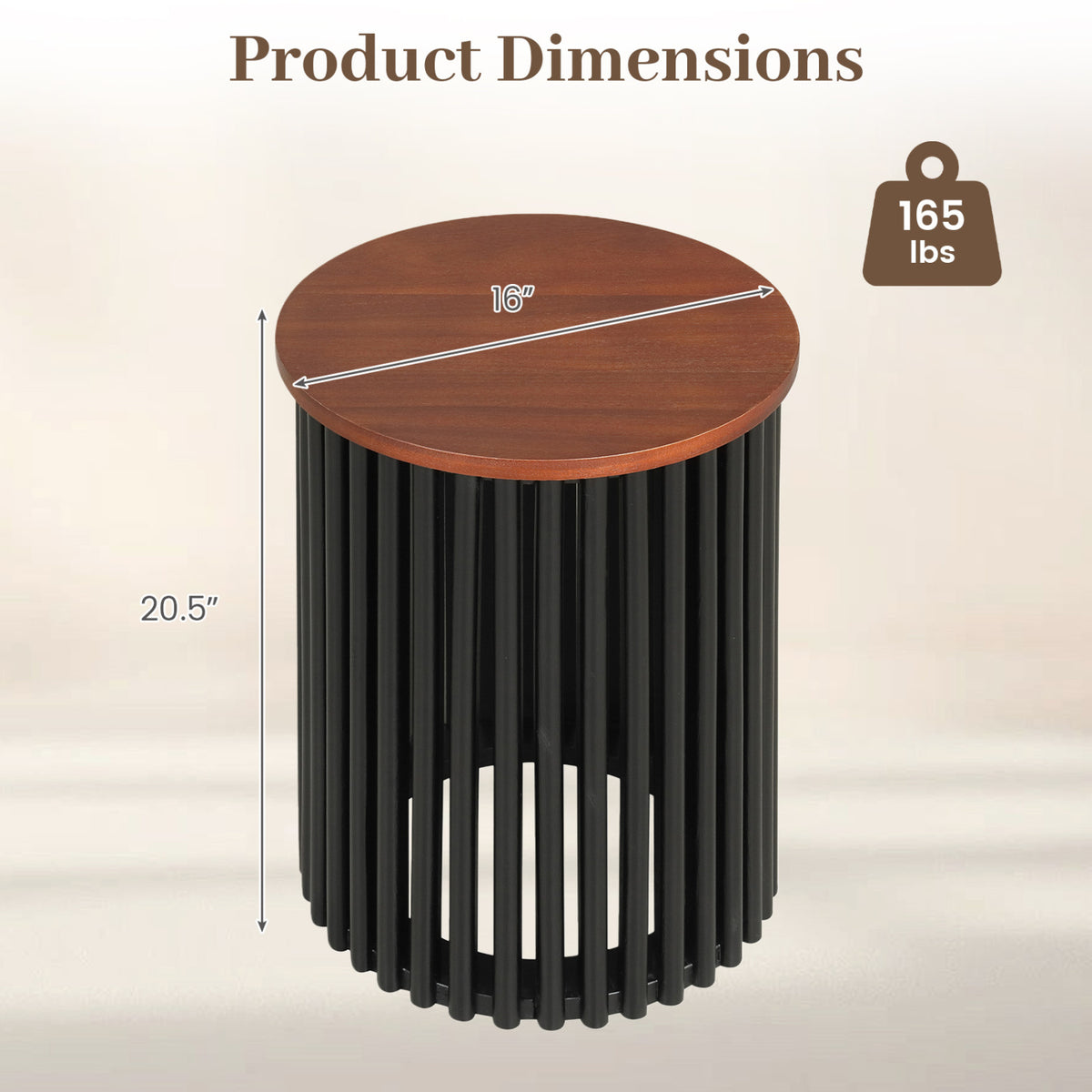 1 Piece Elegant Wooden Round Coffee Table for Living Room and Home Office-Walnut