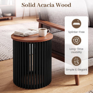 1 Piece Elegant Wooden Round Coffee Table for Living Room and Home Office-Walnut