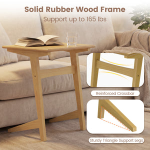 1 Piece Wood Sofa Side Table C-shaped End Table with Wood Veneered Top