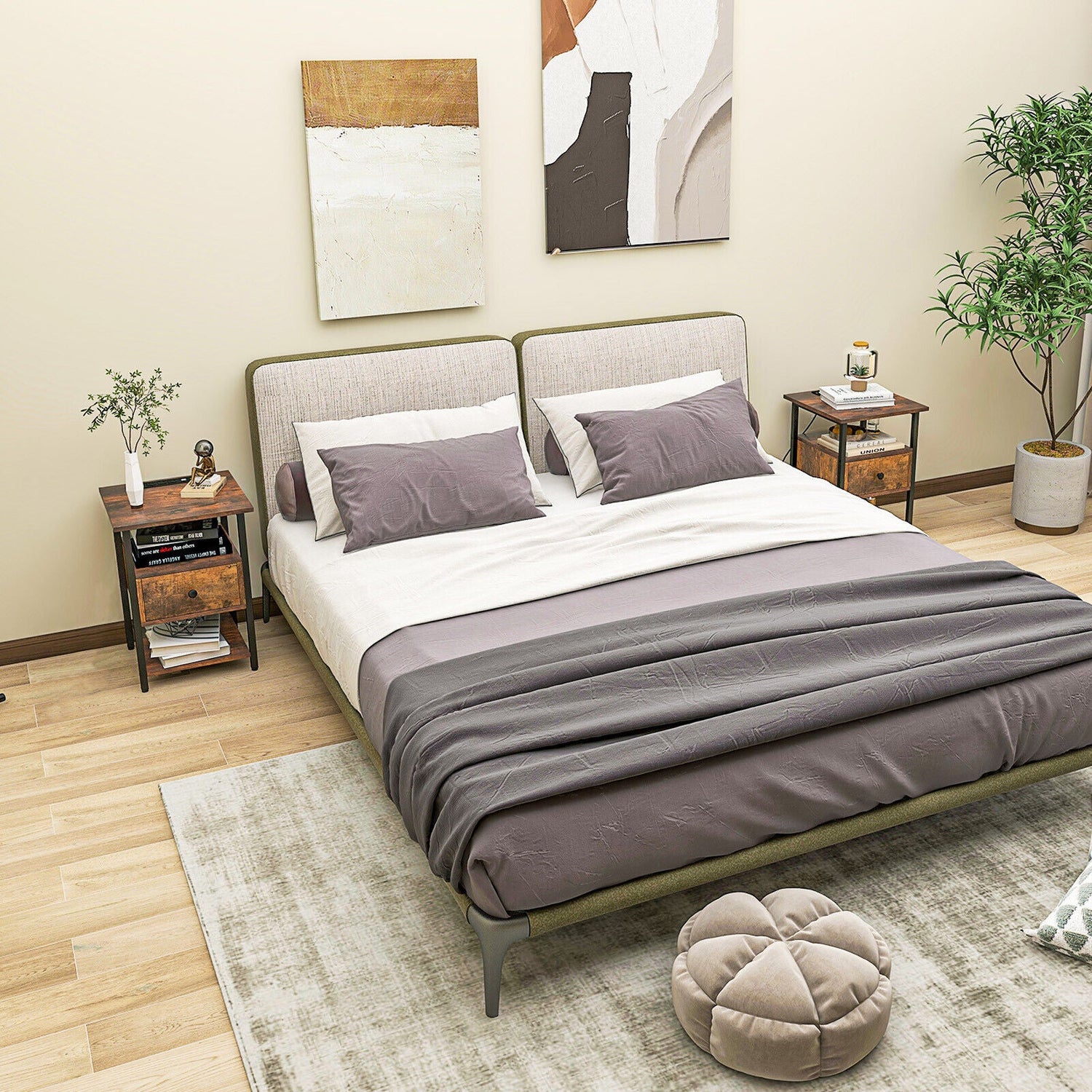 1/2 Pieces 3-Tier Nightstand with Charging Station and Drawer-1 Piece by DirectDeals