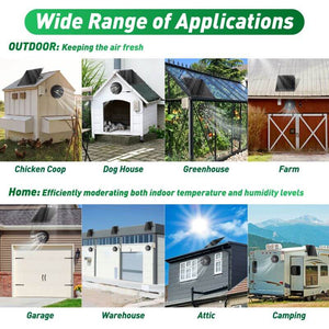 10" Solar Exhaust Intake Fan with Battery&42W Solar Panel