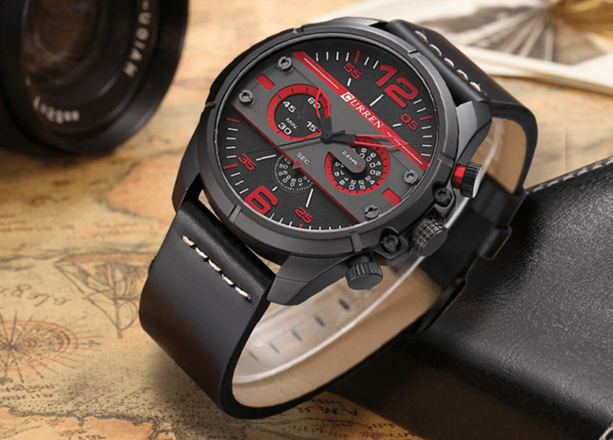 Men's  Waterproof Retro Style Watch With Excellent  Background, Chronometers  Large Numbers Perfect Gift