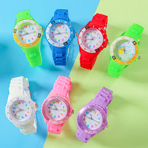 Kids Quartz Watches 50M Waterproof Analog Wristwatches Jelly Clock Students Watch Children PU Band Watch Childrens Analog Wrist Watch With Protective Design Simple Watch For Girls And Boys