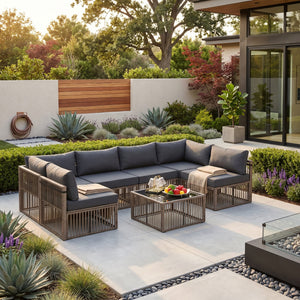 Axis 104.8" Modern Outdoor Sectional Set, 7-Piece