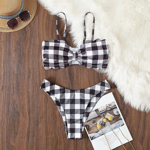 Solid Bikini Set Swimsuit Women Bikini Swimwear Female Halter Top Bathing Suit Swimming Wear Bikini High Cut Swimsuit High Waist Plus Size Summer Swimwear
