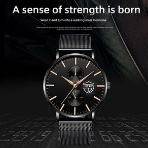 Black 3Bar Watch Men Women'S Watches Ladies Watch With Crystals  Fashion Stainless Steel Band Comfortable Wristwatch