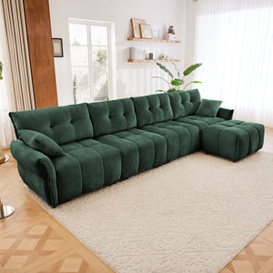 Elegant Sofa Set With Ottoman And Pillows, Textured Chenille, High Resilience Cushions by Couch.com