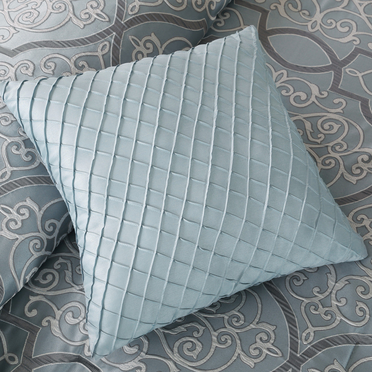 12 Piece Comforter Set with Cotton Bed Sheets Blue King