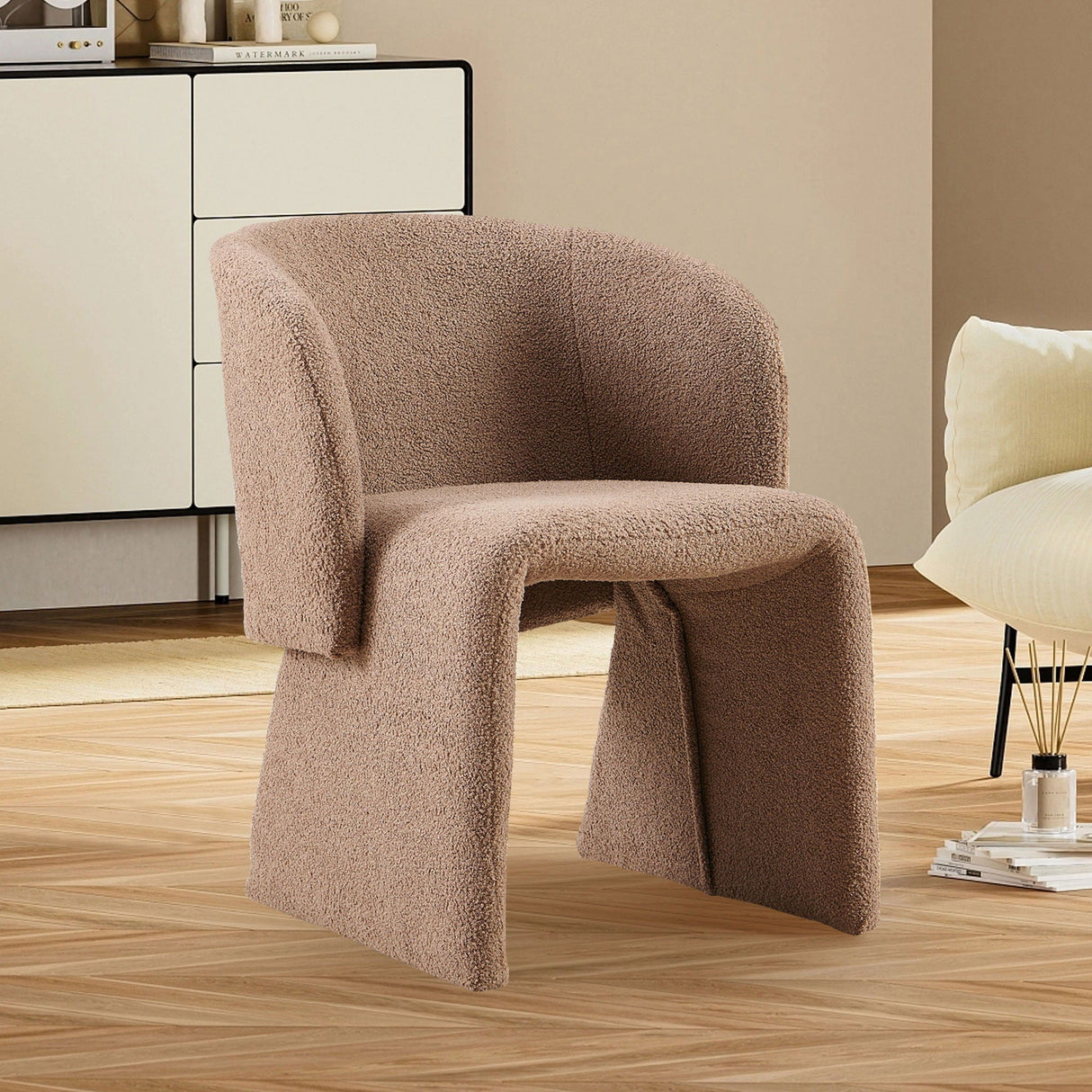 Modern Accent Chair Brown Single Sofa Chair, Upholstered Side Chair Teddy Comfy Chair For Dining Room / Bedroom / Living Room / Reception by Couch.com
