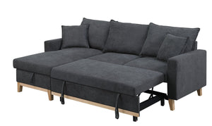 Colton - Woven Reversible Sleeper Sectional Sofa With Storage Chaise - Dark Gray by Couch.com