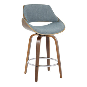 Fabrizzi - Mid Century Modern Fixed Height Counter Stool With Swivel With Round Footrest (Set of 2) by Couch.com