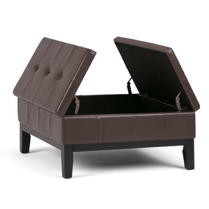 Dover - Square Coffee Table Storage Ottoman - Chocolate Brown by Couch.com
