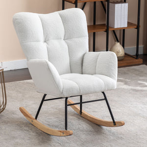 Teddy Fabric Rocking Gilder Nursery Chair For Living Room Indoor - Ivory by Couch.com