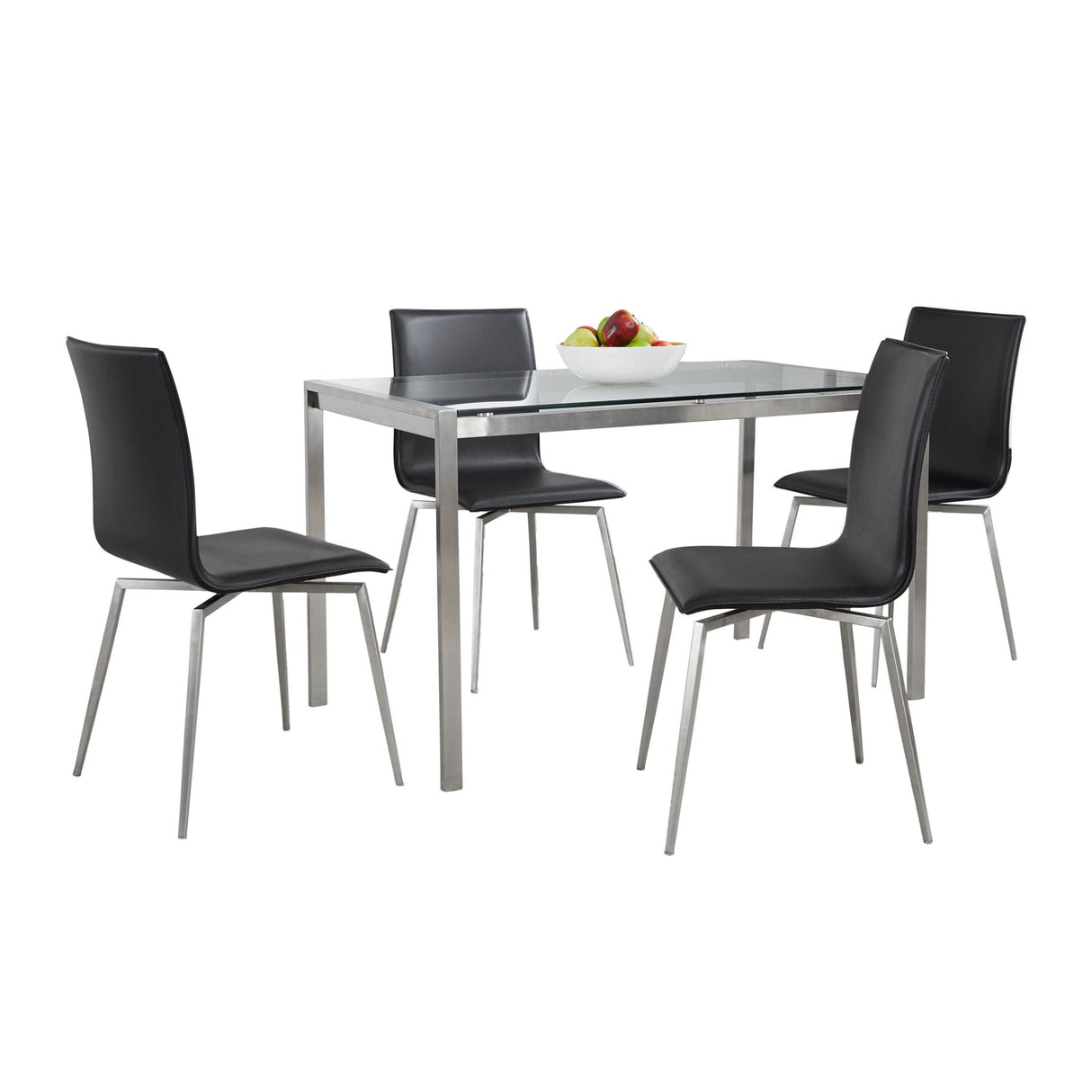 Fuji Mason - Upholstered Swivel Contemporary Dining Set Dining Set, Glass, 5 Piece by Couch.com