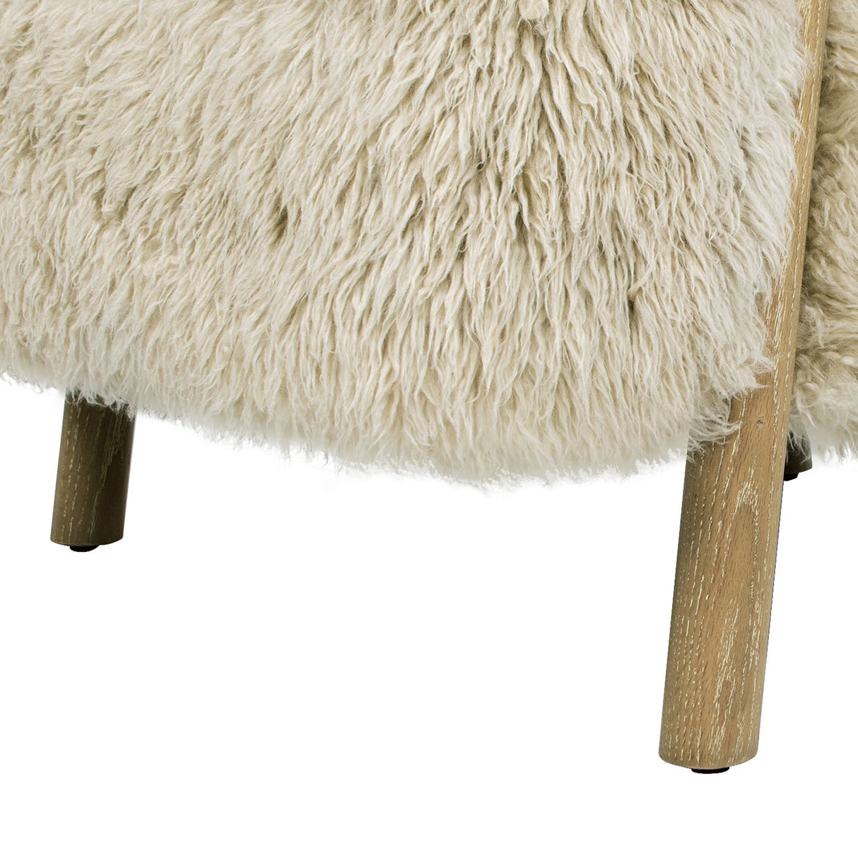 Becker - Rustic Oak Sheepskin Upholstered Accent Arm Chair - Taupe Beige by Couch.com