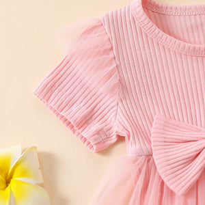 Girls' Multi-color Mesh Flounced Sleeve Short Sleeved Kazakhstan Skirt
