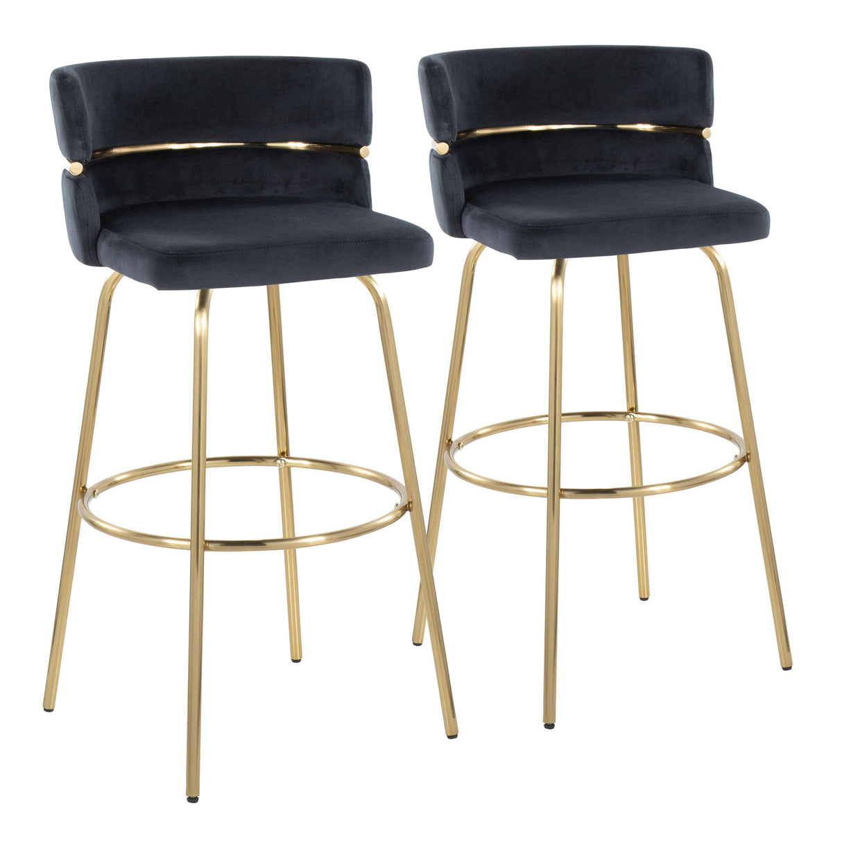 Cinch - Glam / Art Deco Fixed Height Barstool With Swivel With Round Footrest (Set of 2) by Couch.com
