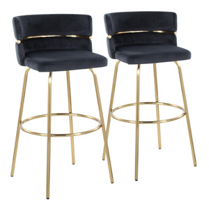 Cinch - Glam / Art Deco Fixed Height Barstool With Swivel With Round Footrest (Set of 2) by Couch.com