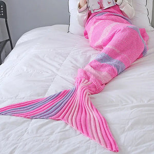 Striped Mermaid Blanket for Office and Living Room