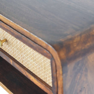 Couch.com Wall Mounted Open Woven Bedside Table Chestnut, with Storage, Modern Style, Wood Construction, Dark Brown Finish by Couch.com