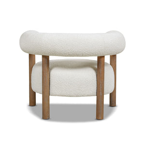 Fuji - Mid Century Modern Barrel Accent Arm Chair - Ivory White by Couch.com