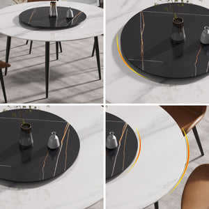 Modern Artificial Stone Round Dining Table, Can Accommodate 6 People Artificial Stone Turntable by Couch.com