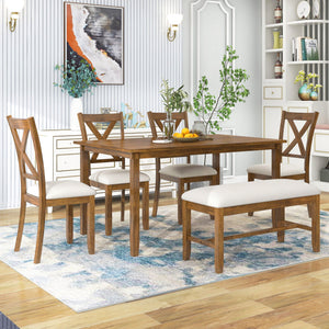 Kitchen Dining Table Set Wooden Rectangular Dining Table, 4 Chairs And Bench Family Furniture by Couch.com