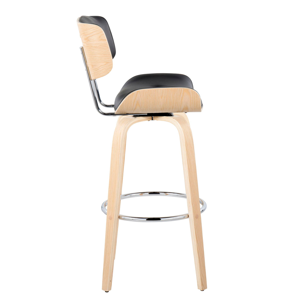 Lombardi - Mid Century Modern Fixed Height Barstool With Swivel With Round Footrest (Set of 2) by Couch.com