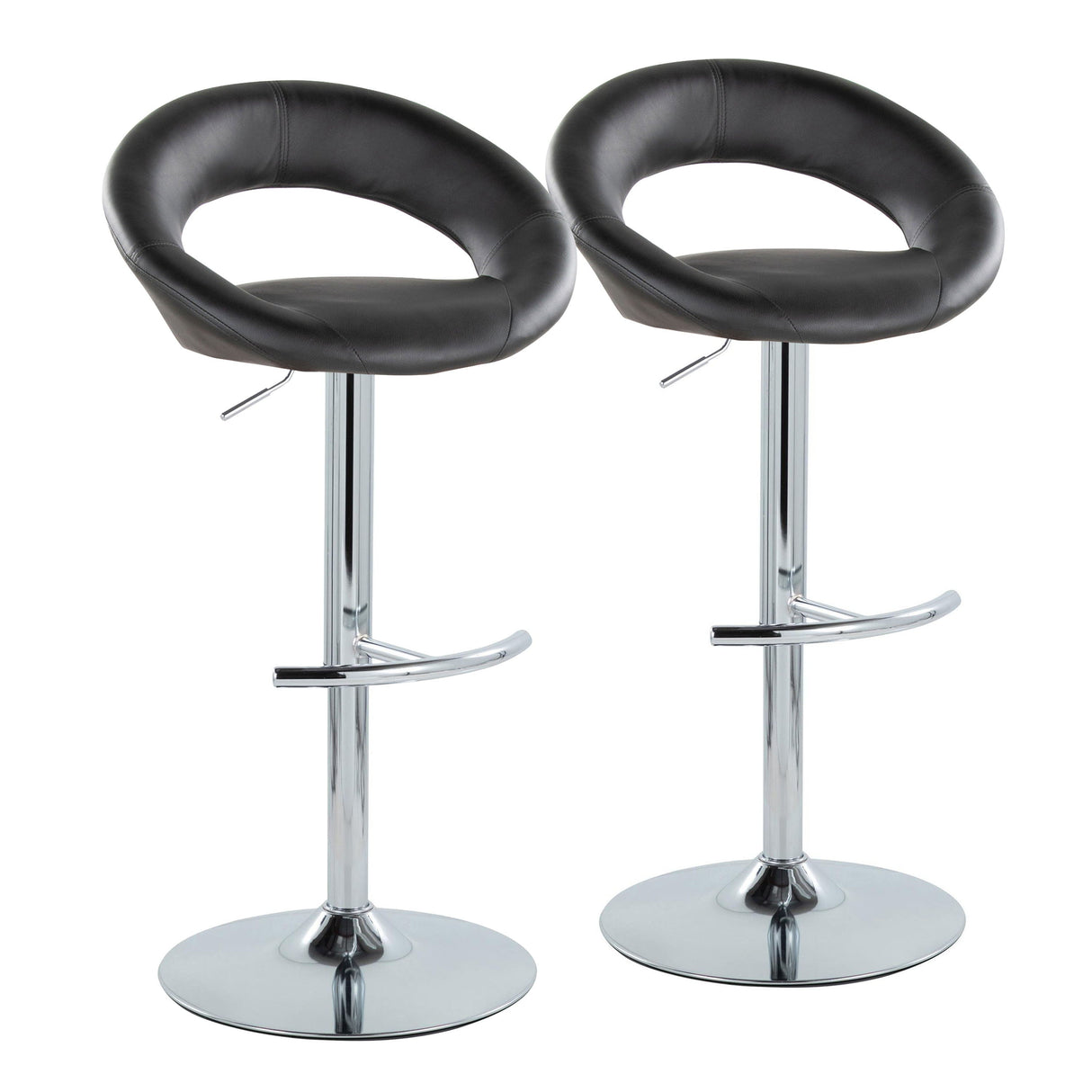 Posh - Contemporary Adjustable Barstool With Swivel With Rounded T Footrest (Set of 2) by Couch.com