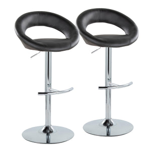 Posh - Contemporary Adjustable Barstool With Swivel With Rounded T Footrest (Set of 2) by Couch.com