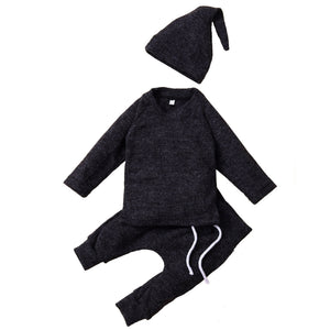 Knitted Baby Children's New Solid Color Knitted Hat Suit