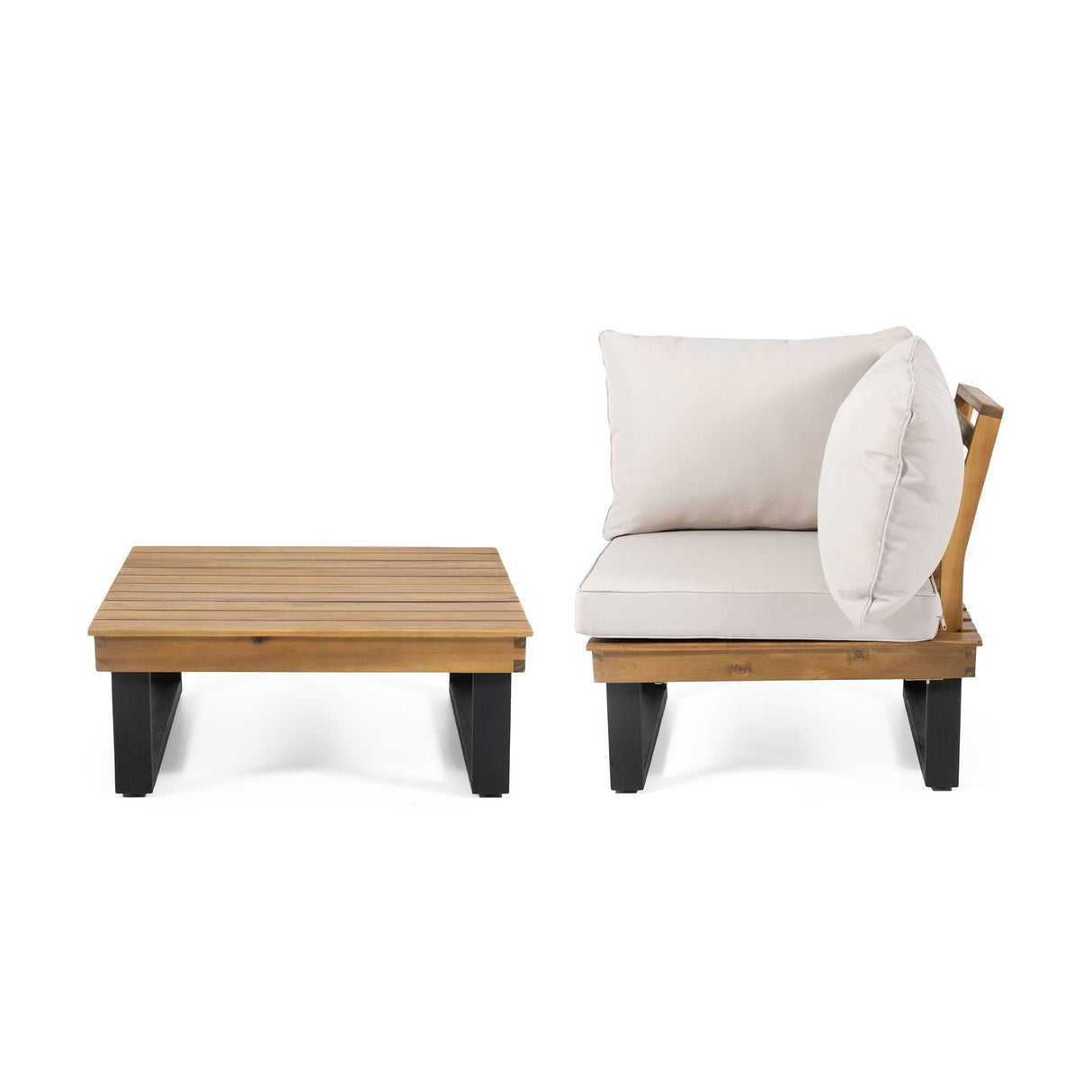 Sebastian - Corner Chair, Coffee Table - Beige by Couch.com