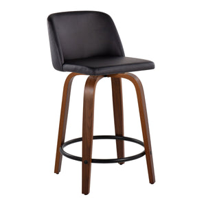 Toriano - Mid Century Modern, Fixed Height Counter Stool & Swivel And Round Footrest (Set of 2) by Couch.com