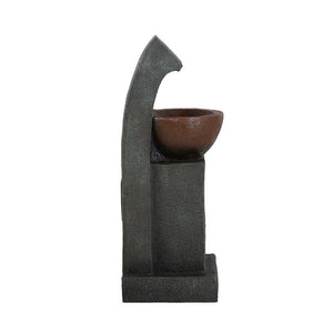 Sculptural Water Fountain With Bowl Basin, With Light And Pump, For Indoor And Outdoor - Brown / Black by Couch.com