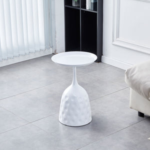 Wine Cup Metal Side Table, Small Sofa Table, Round White Nightstand - White by Couch.com