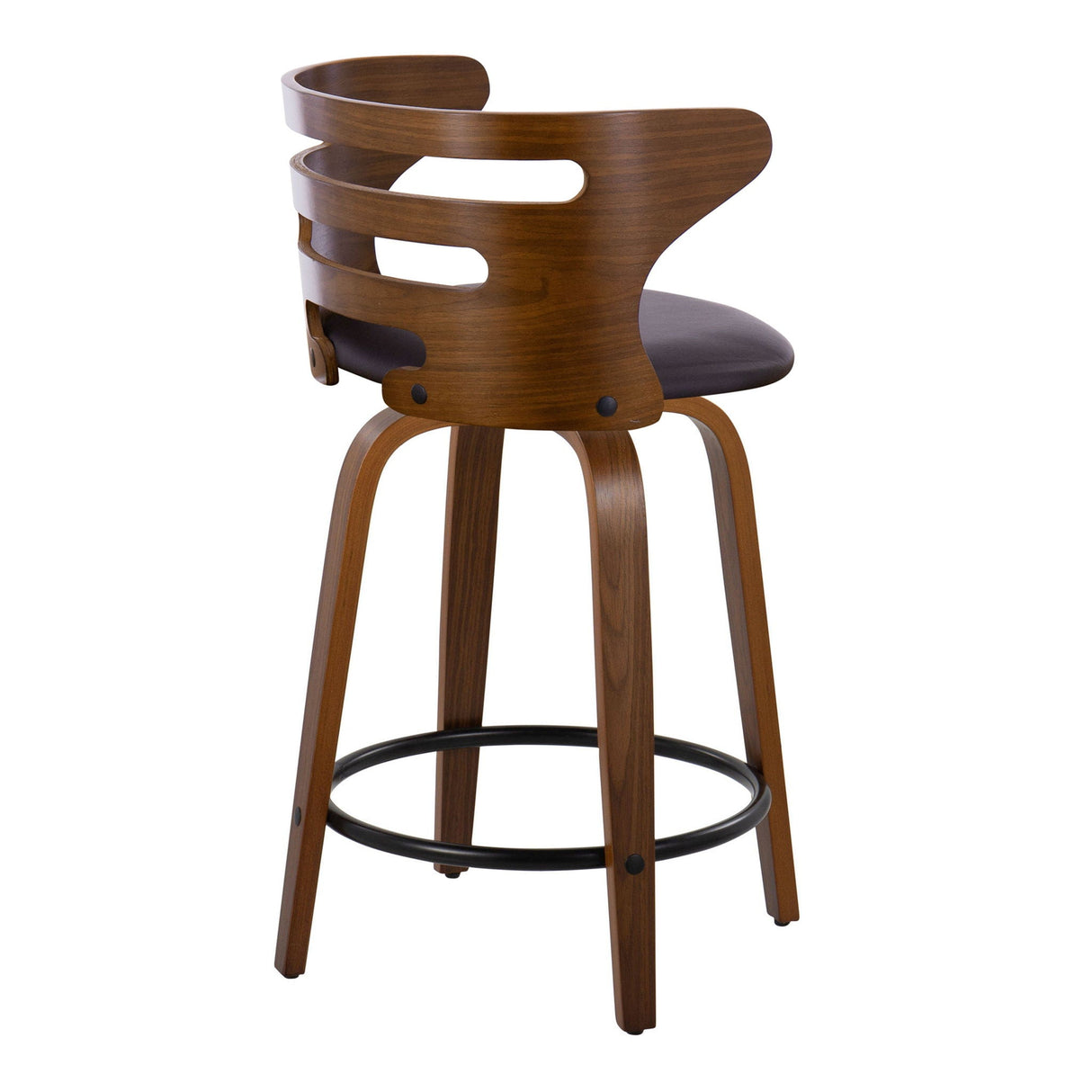 Cosini - Mid-Century Modern Fixed Height Counter Stool With Swivel With Round Footrest (Set of 2) - Walnut / Brown by Couch.com