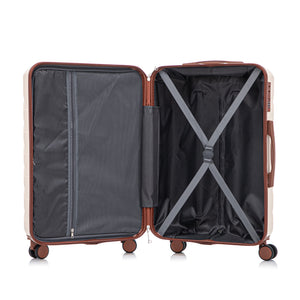 3-Piece ABS Spinner Wheel Luggage Set 20"/24"/28" Beige