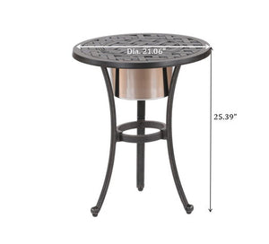21" Cast Aluminum Round Table With Ice Bucket by Couch.com
