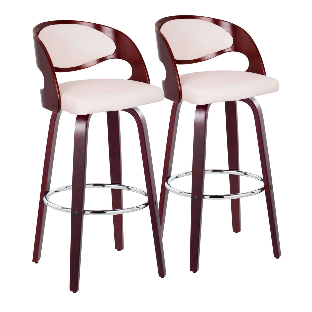 Pino - Mid Century Modern Fixed Height Barstool With Swivel & Round Footrest (Set of 2) by Couch.com